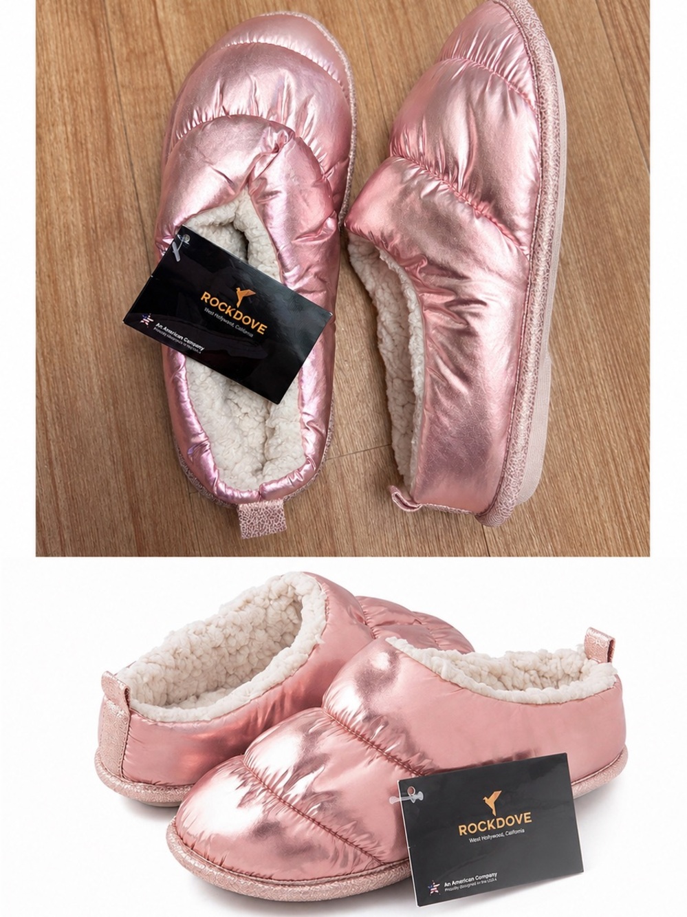 NWT RocketDove Women Down Memory Foam Puffer Clog Sherpa Lining Slippers 7-8